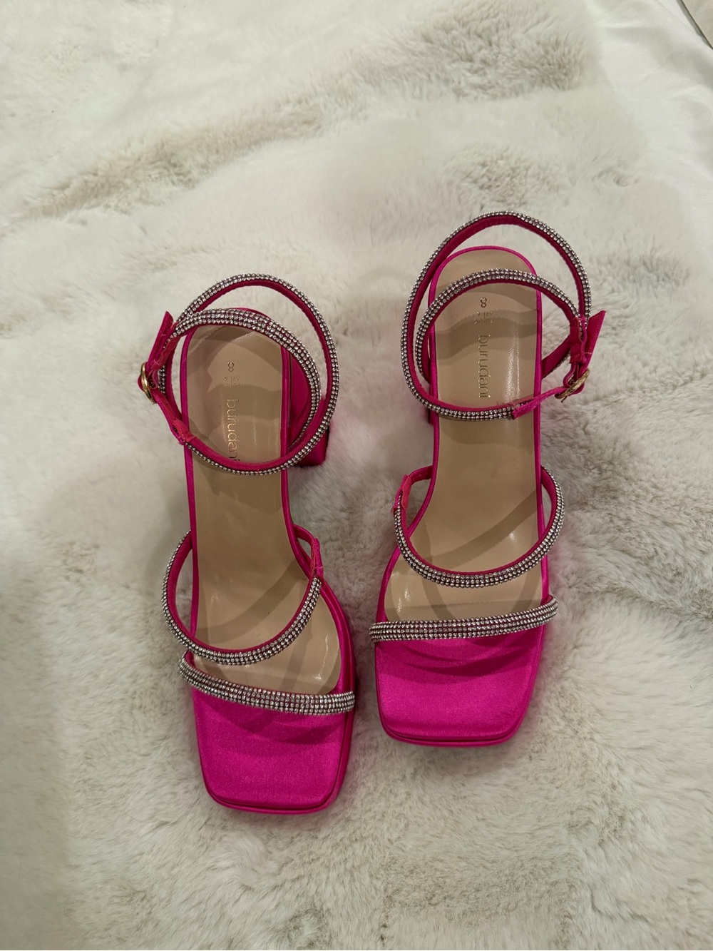 Fuchsia Crystal-Strap Women's Dress Sandals